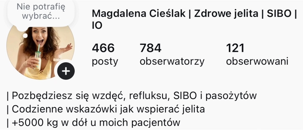Profil na Instagramie przed współpracą - 784 obserwatorzy