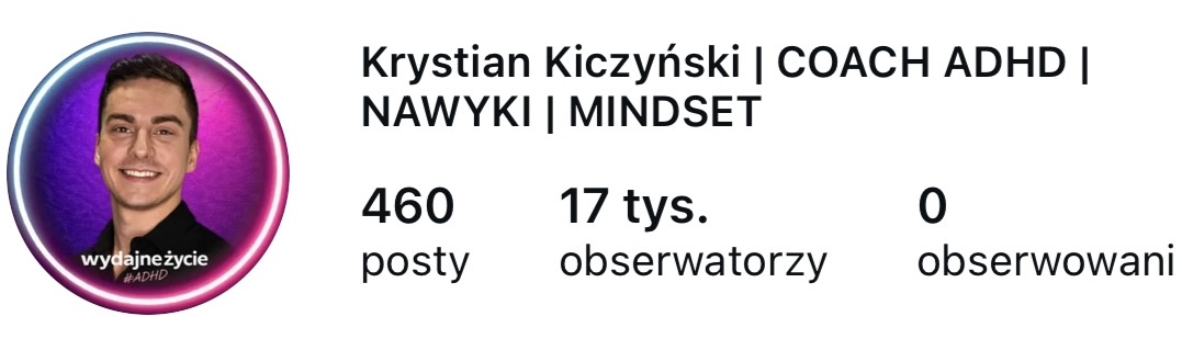 Profil Krystiana na Instagramie dziś - 17 tysięcy obserwatorów